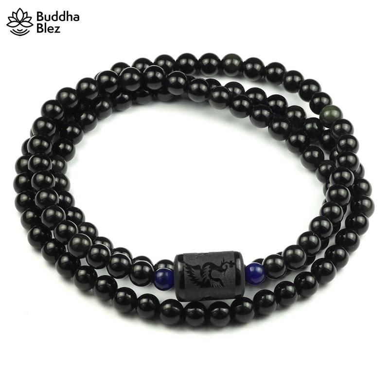 Buddhablez™ Natural Rainbow Obsidian Multiwrap Bracelet