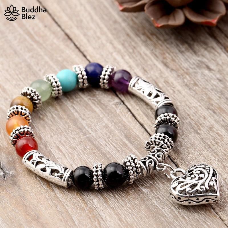 Buddhablez™ 7 Chakra Reiki Healing Heart Bracelet