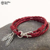 Load image into Gallery viewer, Buddhablez™ Feather Charm Multiwrap Leather Bracelet