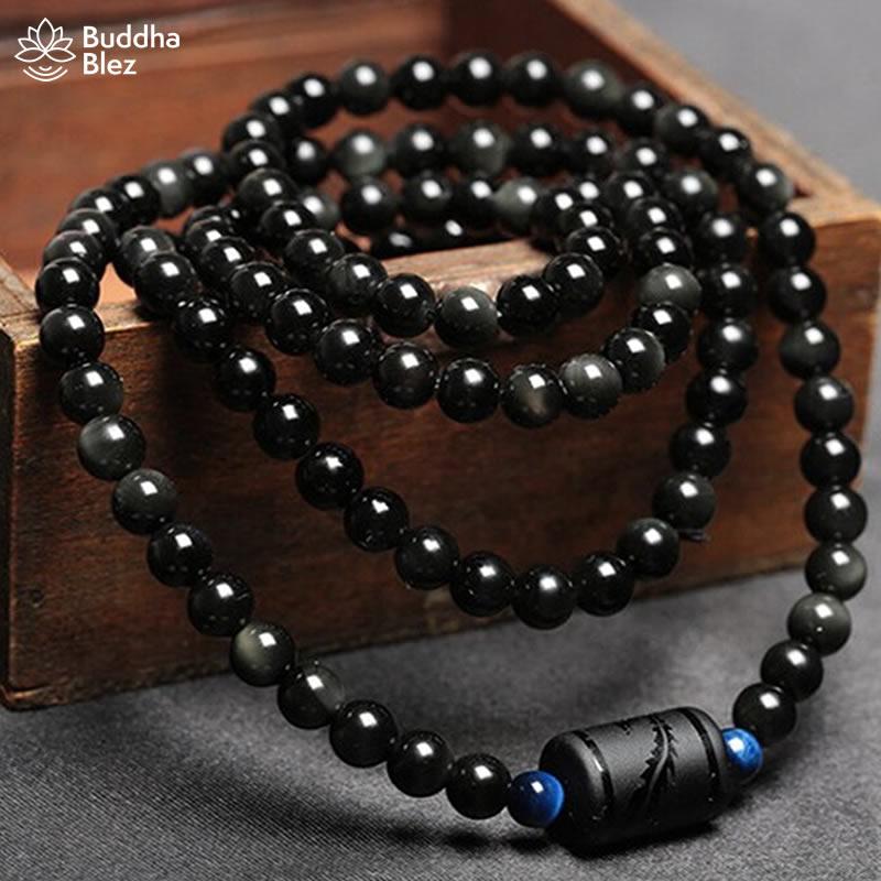 Buddhablez™ Natural Rainbow Obsidian Multiwrap Bracelet