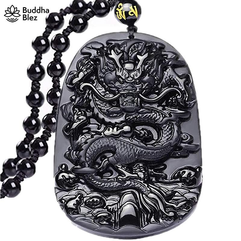 Buddhablez™ The Dragon Guardian Obsidian Pendant