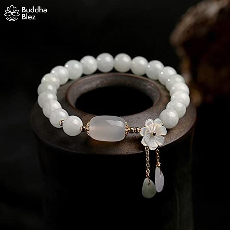Buddhablez™ White Jade Serenity Bracelet