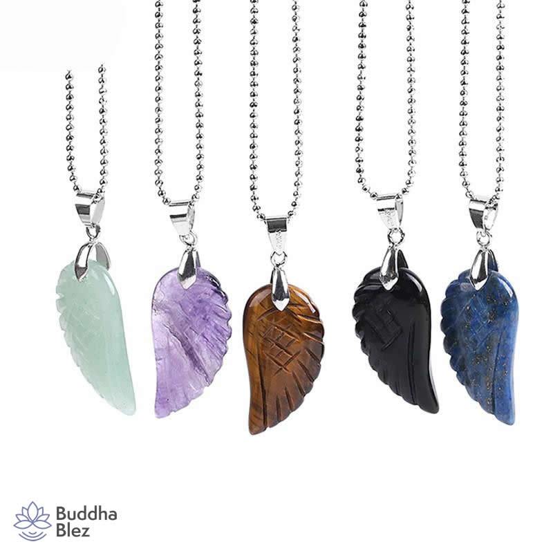 Buddhablez™ Natural Stone Angel Wing Pendant