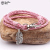 Load image into Gallery viewer, Buddhablez™ Feather Charm Multiwrap Leather Bracelet