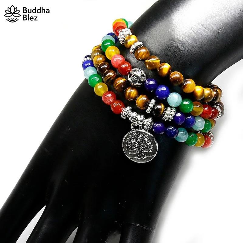 Buddhablez™ 7 Chakras Natural Tree Bracelet 108