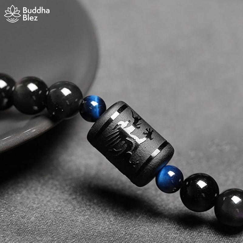 Buddhablez™ Natural Rainbow Obsidian Multiwrap Bracelet