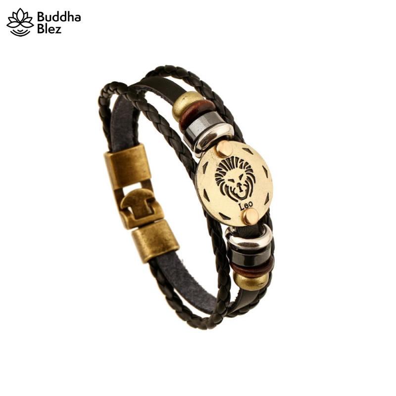 Buddhablez™ Bronze Zodiac Leather Bracelet