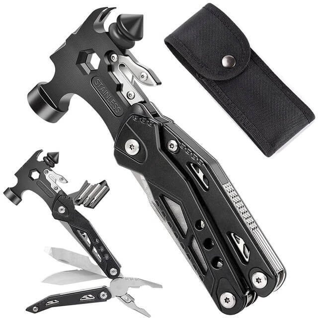Portable MultiTool With Hammer, Screwdrivers, Nail Puller