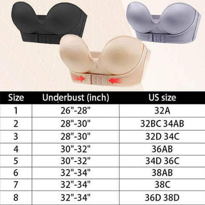 Strapless Front Buckle Lift Bra