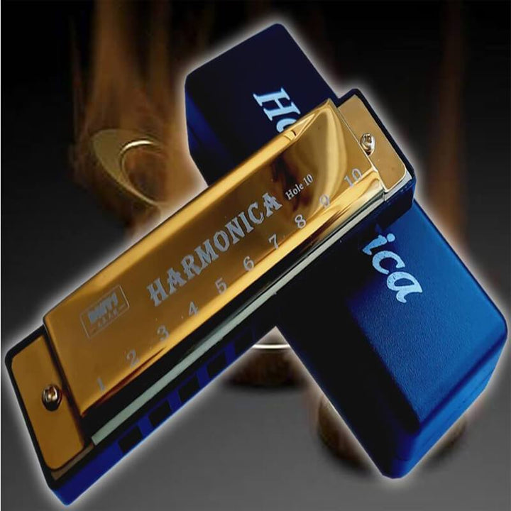 Duvely™  Golden Harmonica With Case