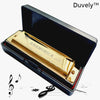 Duvely, Golden Harmonica With Case.