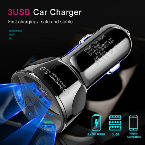 Car Charger 3 USB Fast Port