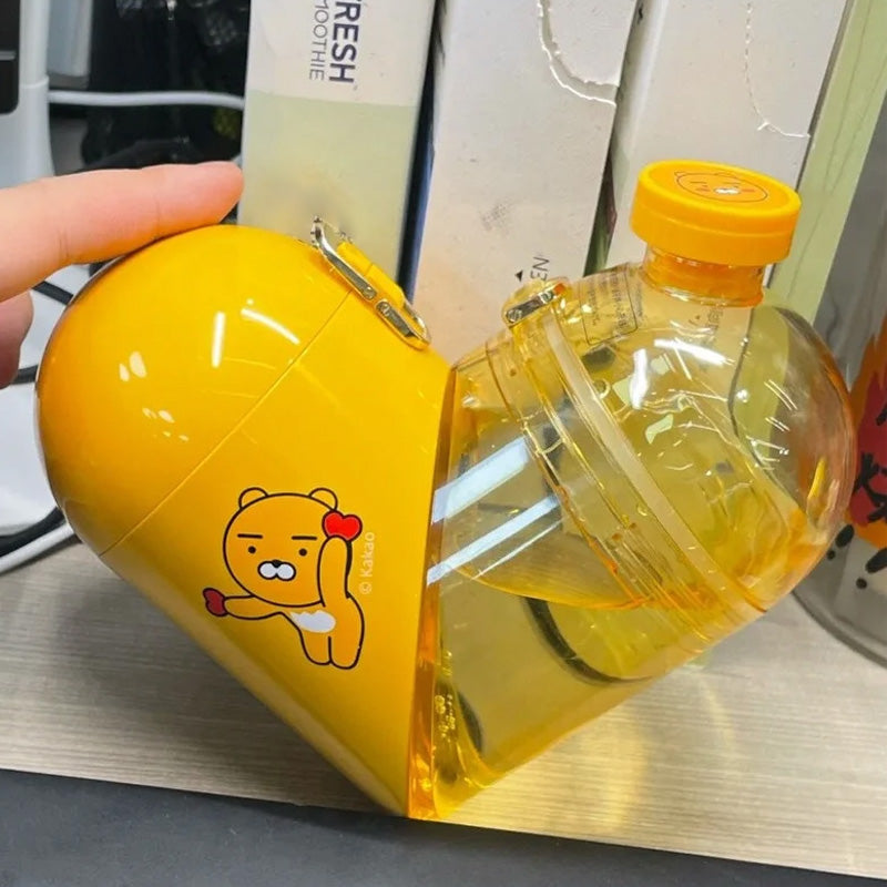 DIK™ heart shaped water bottle, 2 in 1 water bottle