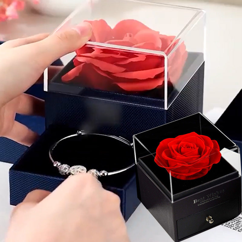 Eternal flower with acrylic jewelry box